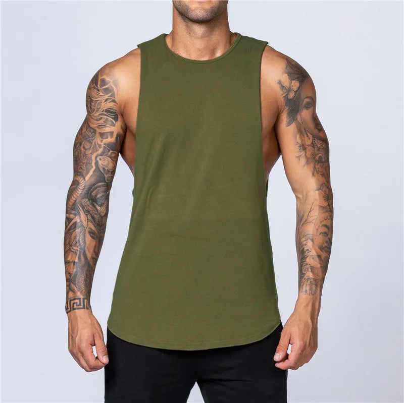 Summer Basic Men's Tank Tops Blank Cotton Loose Tank Top Men Singlet Men Plain Bodybuilding Fitness Active Sleeveless Vest