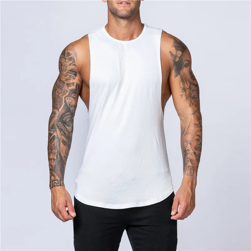 Summer Basic Men's Tank Tops Blank Cotton Loose Tank Top Men Singlet Men Plain Bodybuilding Fitness Active Sleeveless Vest