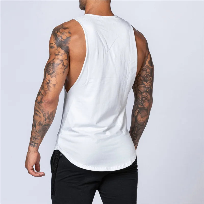 Summer Basic Men's Tank Tops Blank Cotton Loose Tank Top Men Singlet Men Plain Bodybuilding Fitness Active Sleeveless Vest