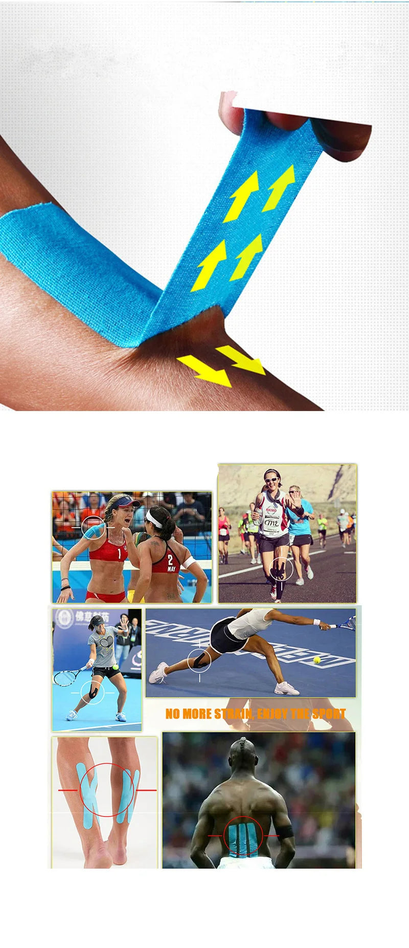 Kinesiology Tape  Athletic Tape Sport Recovery Tape Strapping Gym Fitness Tennis Muscle Pain Relief Running Knee Muscle Protecto