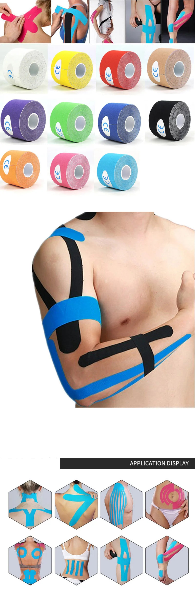 Kinesiology Tape  Athletic Tape Sport Recovery Tape Strapping Gym Fitness Tennis Muscle Pain Relief Running Knee Muscle Protecto