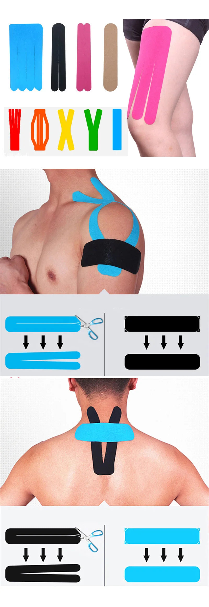 Kinesiology Tape  Athletic Tape Sport Recovery Tape Strapping Gym Fitness Tennis Muscle Pain Relief Running Knee Muscle Protecto