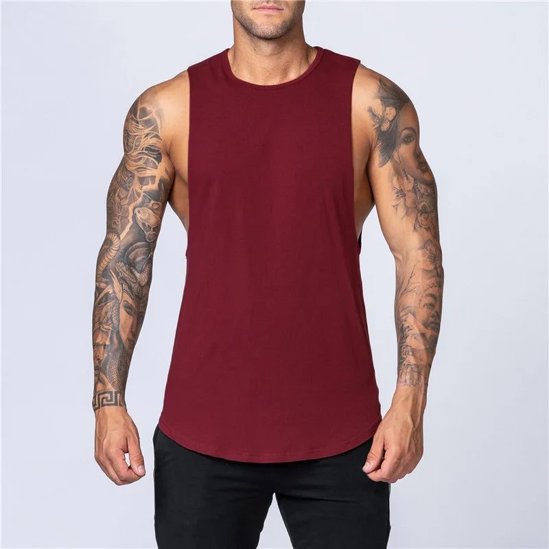 Summer Basic Men's Tank Tops Blank Cotton Loose Tank Top Men Singlet Men Plain Bodybuilding Fitness Active Sleeveless Vest
