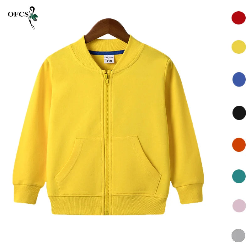 Kids Zipper Hoodies 2-12Years Old Young Children' Sweatshirt Boys & Girls Clothing Outdoor Sportswear Cotton Coat Jacket Selling