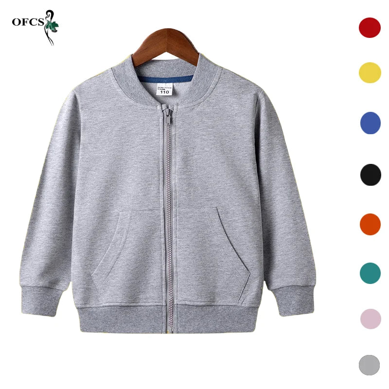 Kids Zipper Hoodies 2-12Years Old Young Children' Sweatshirt Boys & Girls Clothing Outdoor Sportswear Cotton Coat Jacket Selling