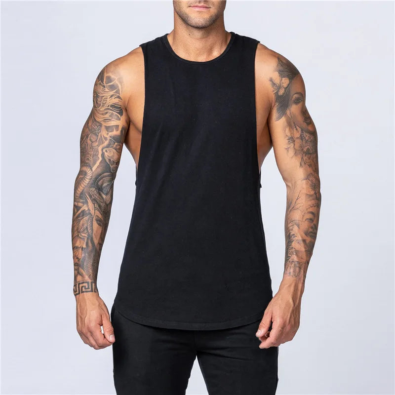 Summer Basic Men's Tank Tops Blank Cotton Loose Tank Top Men Singlet Men Plain Bodybuilding Fitness Active Sleeveless Vest