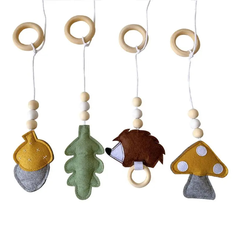 4Pcs/set Solid Wood Fitness Rack Pendant Children Room Decoration Infants Baby Gym Toy Hanging Ornaments
