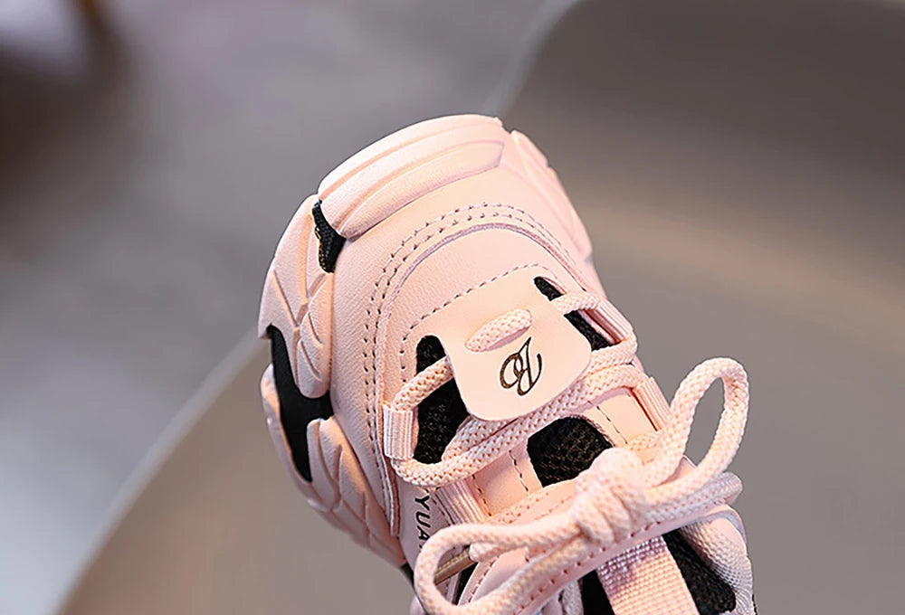 Spring Sport Shoes For Children PU Leather Waterproof Kid's Sneakers Ergonomics Soft-soled Boy's Girl's Running Shoes