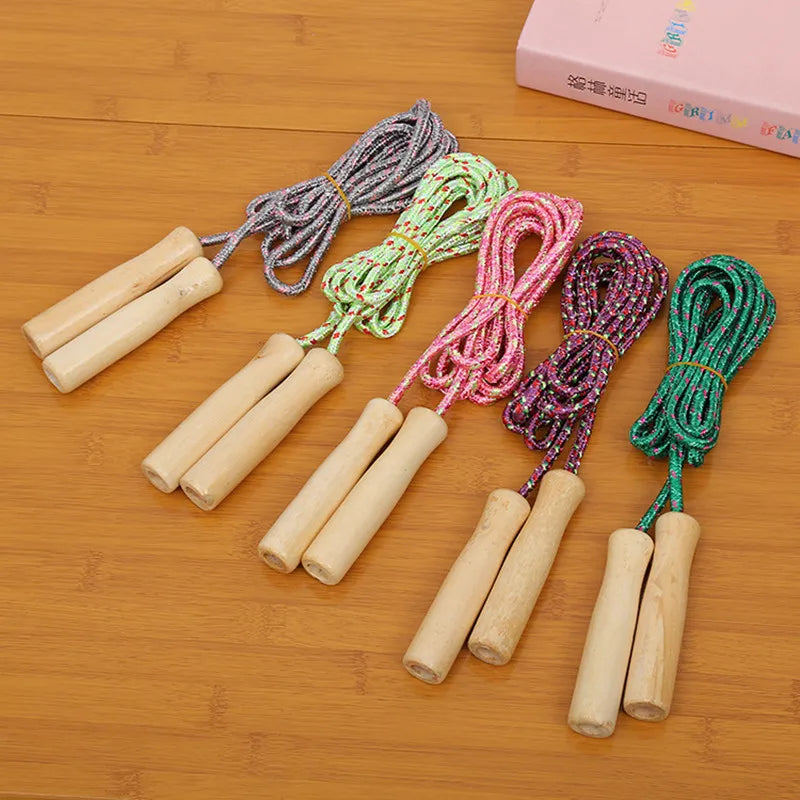1 Pcs Wooden Handle Skipping Rope Color Random Gym Fitness Equipment School Group Sports Multi Person Jumping Rope color random