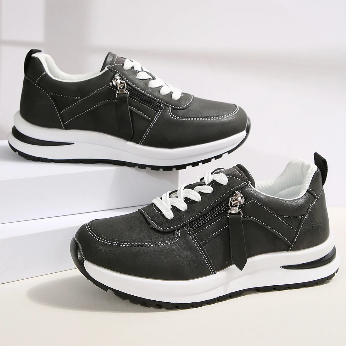 Women Casual Platform Sneakers 2024 Autumn New Lace Up Thick Bottom Sport Shoes Woman Fashion Anti Slip Flats Vulcanized Shoes