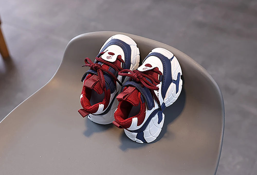 Spring Sport Shoes For Children PU Leather Waterproof Kid's Sneakers Ergonomics Soft-soled Boy's Girl's Running Shoes