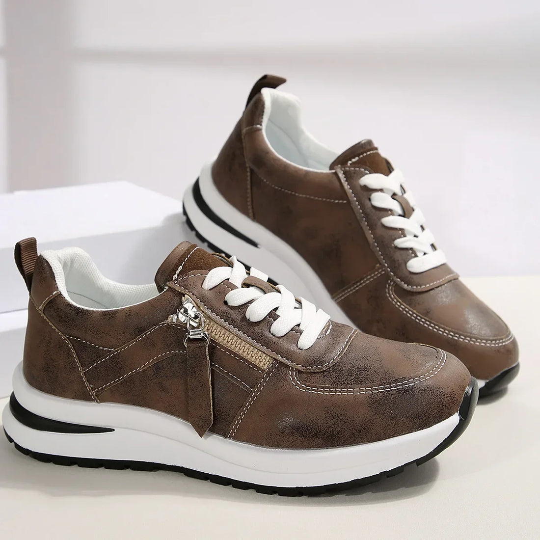 Women Casual Platform Sneakers 2024 Autumn New Lace Up Thick Bottom Sport Shoes Woman Fashion Anti Slip Flats Vulcanized Shoes