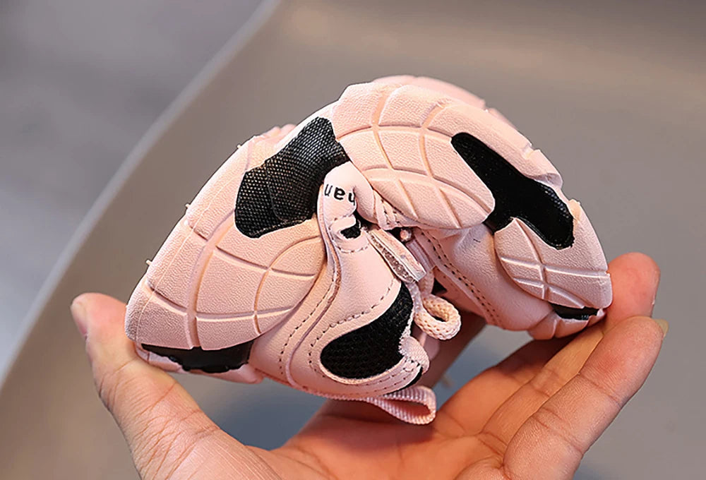 Spring Sport Shoes For Children PU Leather Waterproof Kid's Sneakers Ergonomics Soft-soled Boy's Girl's Running Shoes