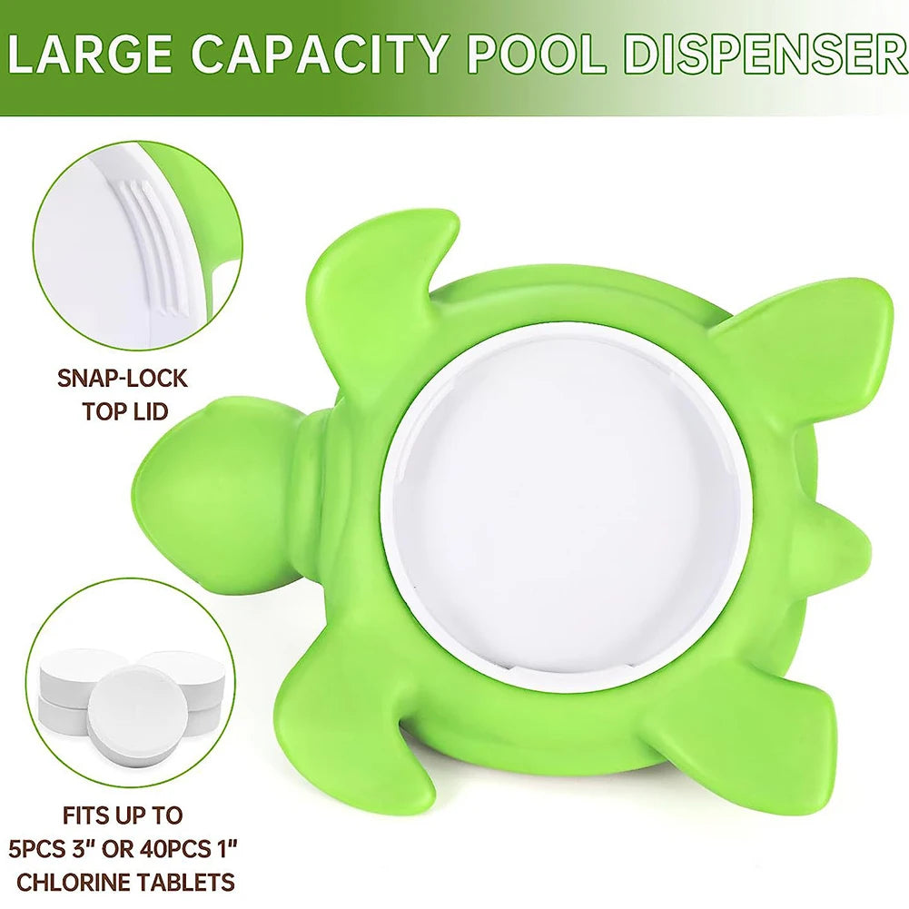 Pool Chlorine Floater Floating Chlorine Dispenser Turtle Shape Chlorine Tablet Floater Pool Chlorinator Floater for Pool Hot Tub