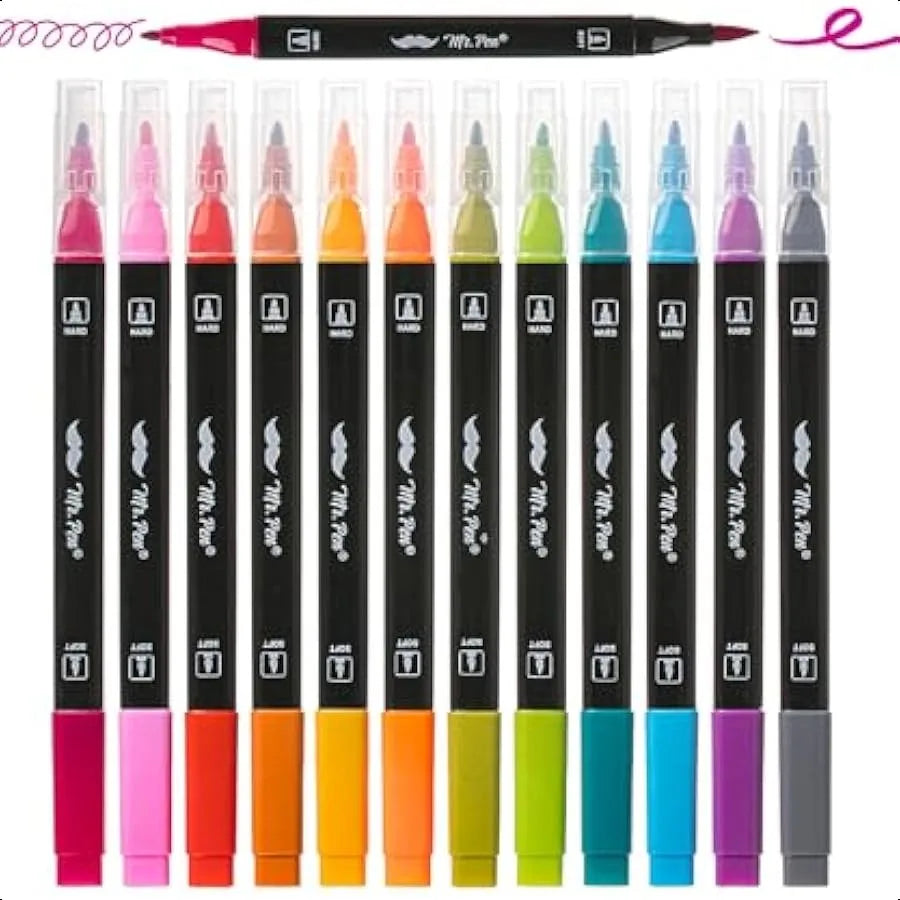Easter Basket Essentials Dual Tip Brush Pens 12 pcs Vibrant Colors Brush and Fine Tip Marker Dual Tip Markers Art Markers for A