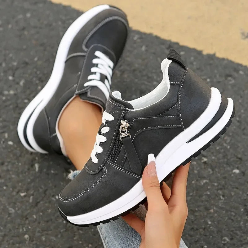 Women Casual Platform Sneakers 2024 Autumn New Lace Up Thick Bottom Sport Shoes Woman Fashion Anti Slip Flats Vulcanized Shoes