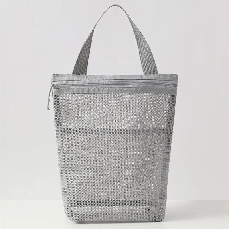 Simple Zipper Toiletry Bag Mesh hand-held Makeup Bags Women Bath Fitness Travel Portable Breathable Hang Storage Bag