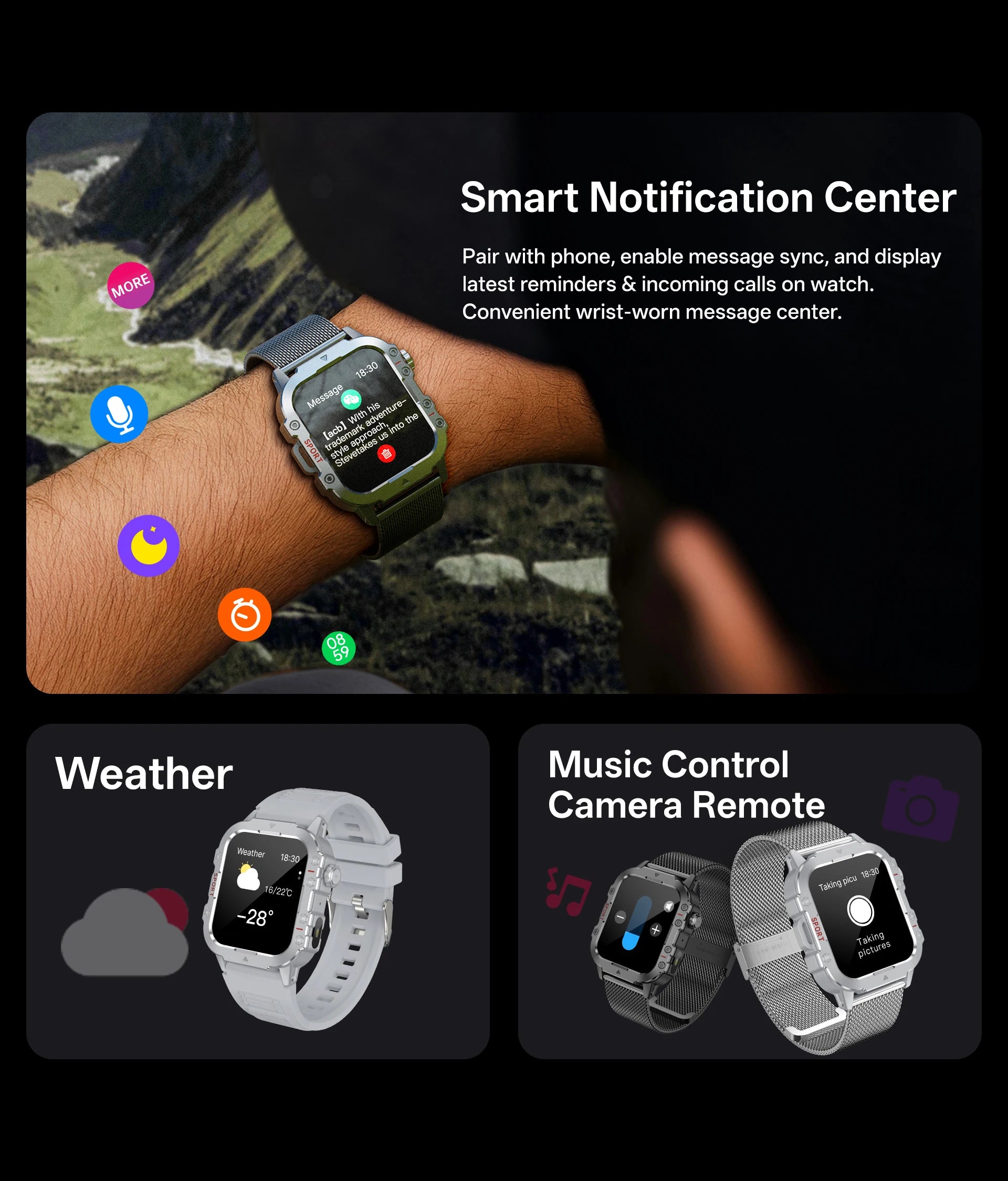 2025 New for Xiaomi Military Smart Watch Men IP67 3ATM Outdoor Sports Fitness Tracker Health Monitor 1.44Inch BT Call Smartwatch