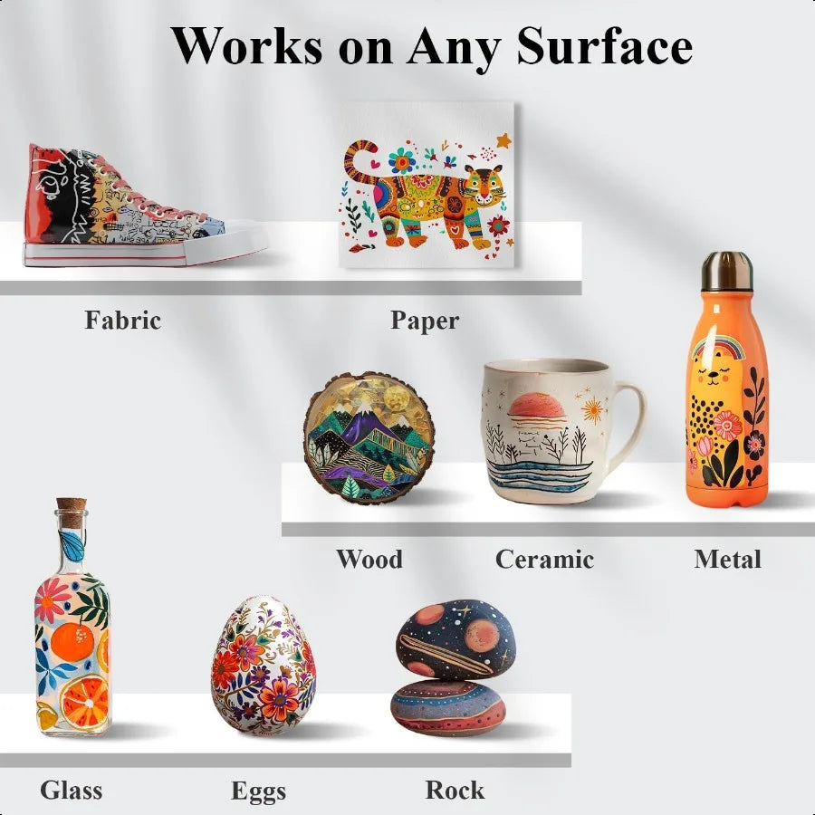 Acrylic Paint Markers 24 Colors Paint Pens Acrylic Markers for Rock Painting Wood Ceramic Glass DIY Crafts and Art Supplies.