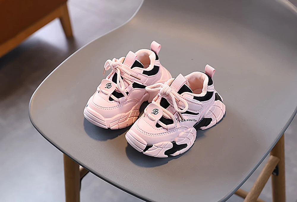 Spring Sport Shoes For Children PU Leather Waterproof Kid's Sneakers Ergonomics Soft-soled Boy's Girl's Running Shoes