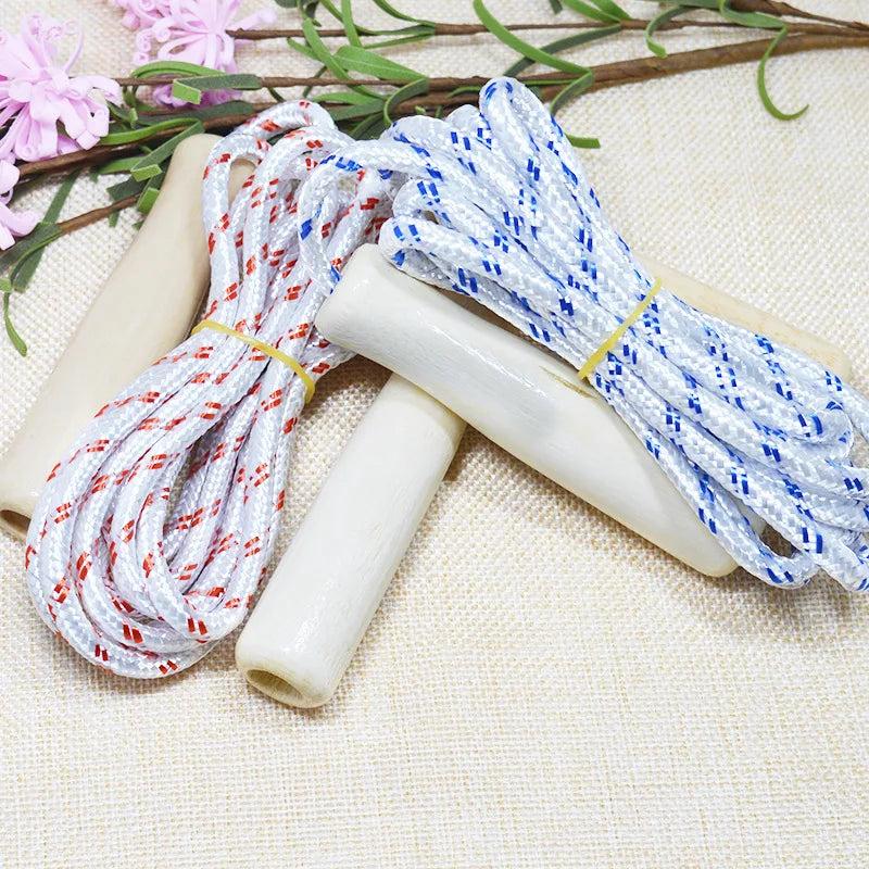1 Pcs Wooden Handle Skipping Rope Color Random Gym Fitness Equipment School Group Sports Multi Person Jumping Rope color random