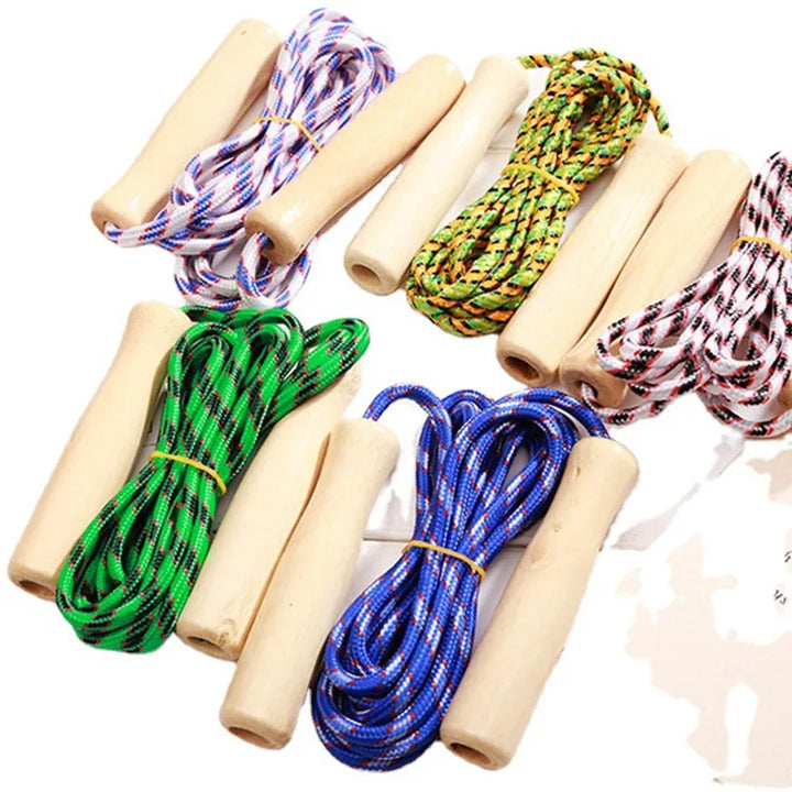 1 Pcs Wooden Handle Skipping Rope Color Random Gym Fitness Equipment School Group Sports Multi Person Jumping Rope color random