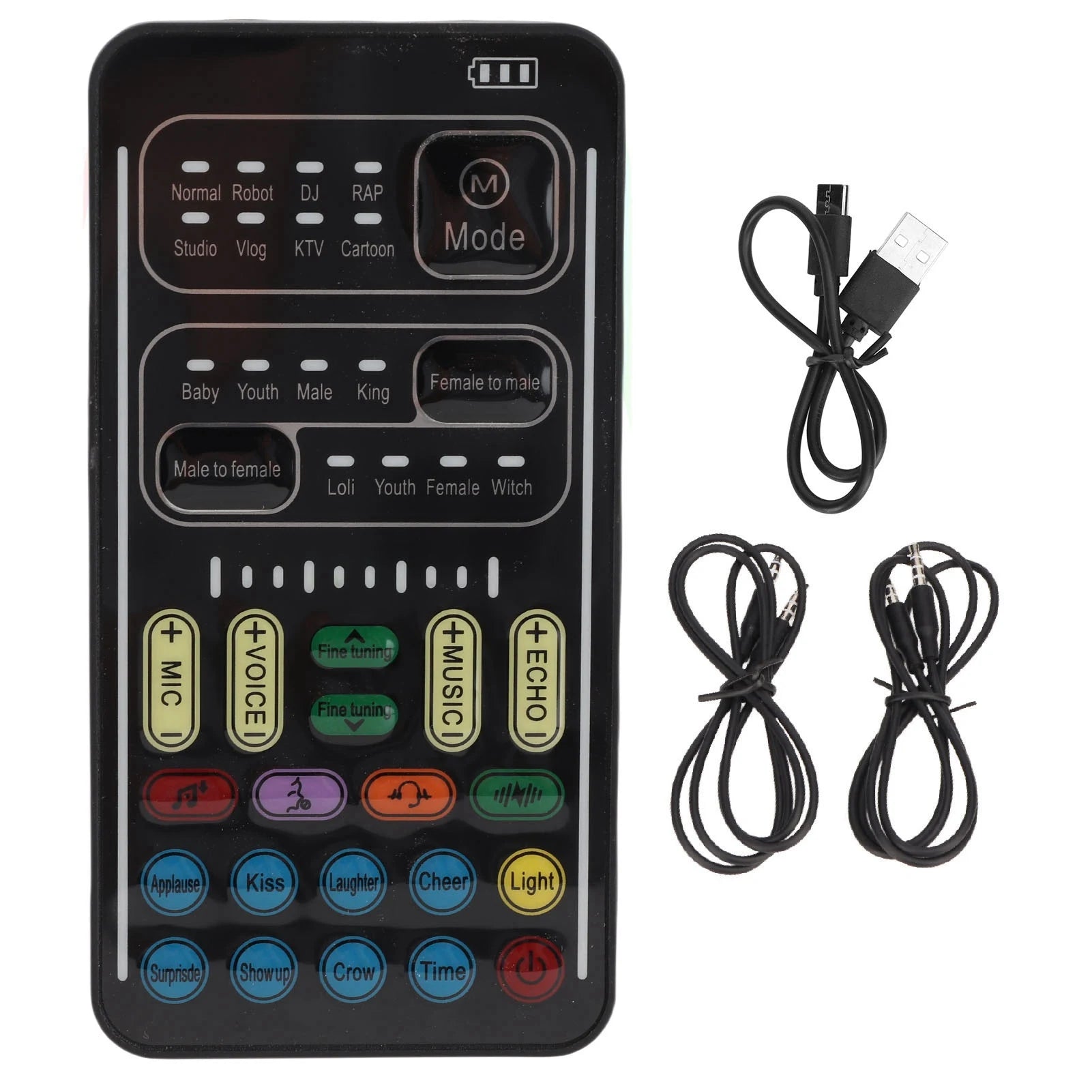 Voice Disguiser 8 Built in Sound Effects Handheld Voice Changer Portable Multiple Connection Modes ABS for Live Streaming