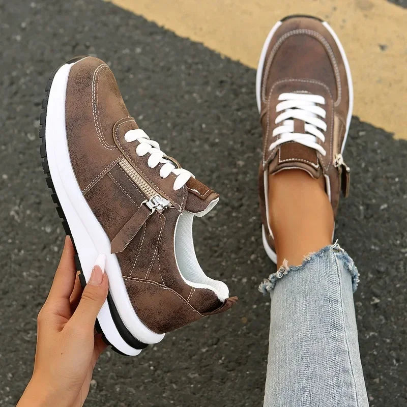 Women Casual Platform Sneakers 2024 Autumn New Lace Up Thick Bottom Sport Shoes Woman Fashion Anti Slip Flats Vulcanized Shoes