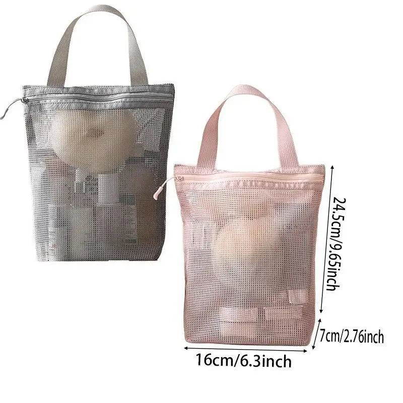 Simple Zipper Toiletry Bag Mesh hand-held Makeup Bags Women Bath Fitness Travel Portable Breathable Hang Storage Bag