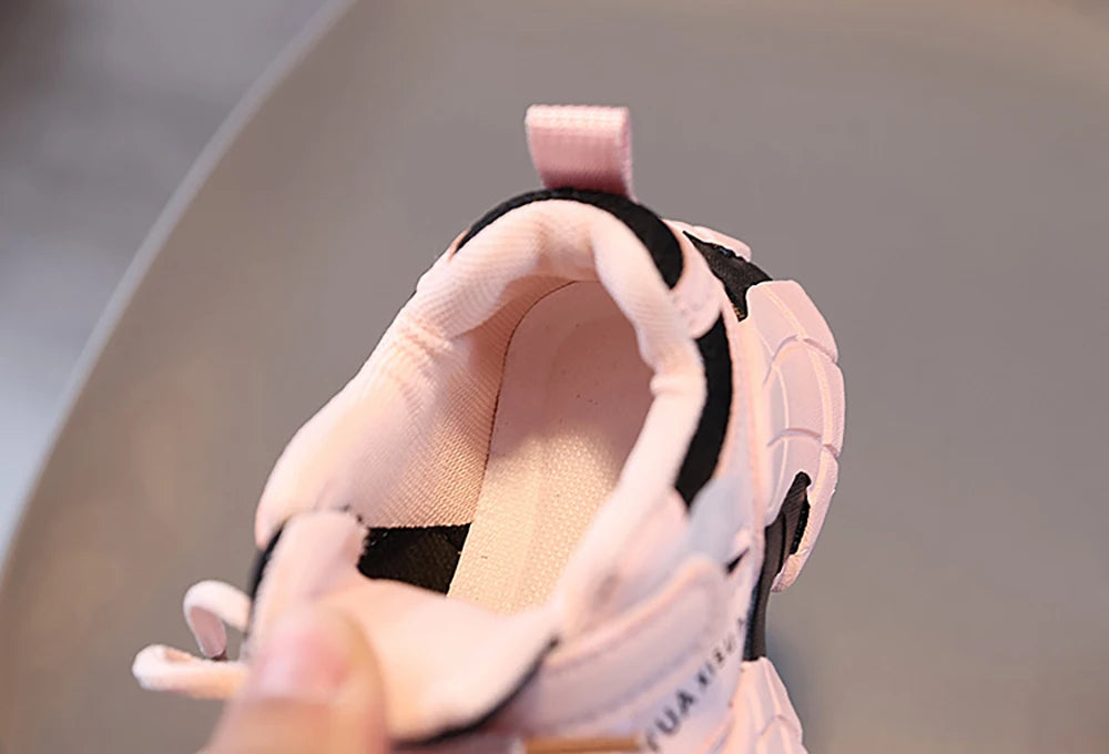 Spring Sport Shoes For Children PU Leather Waterproof Kid's Sneakers Ergonomics Soft-soled Boy's Girl's Running Shoes