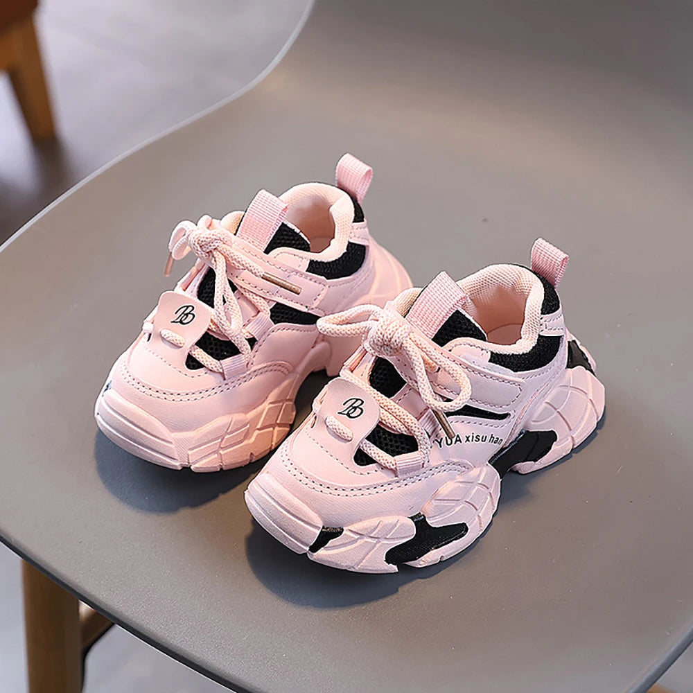 Spring Sport Shoes For Children PU Leather Waterproof Kid's Sneakers Ergonomics Soft-soled Boy's Girl's Running Shoes