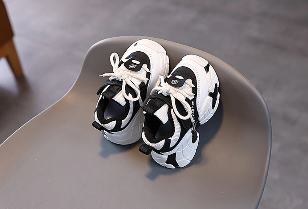 Spring Sport Shoes For Children PU Leather Waterproof Kid's Sneakers Ergonomics Soft-soled Boy's Girl's Running Shoes