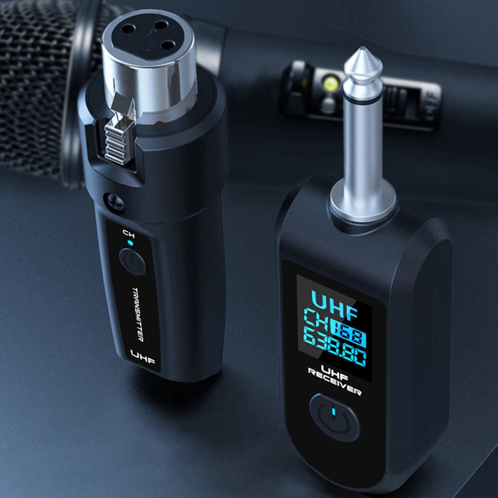 XLR Transmitter and Receiver Microphone Wireless System Wireless Mic Adapter for Audio Mixer Dynamic Mic Electric Guitar Bass