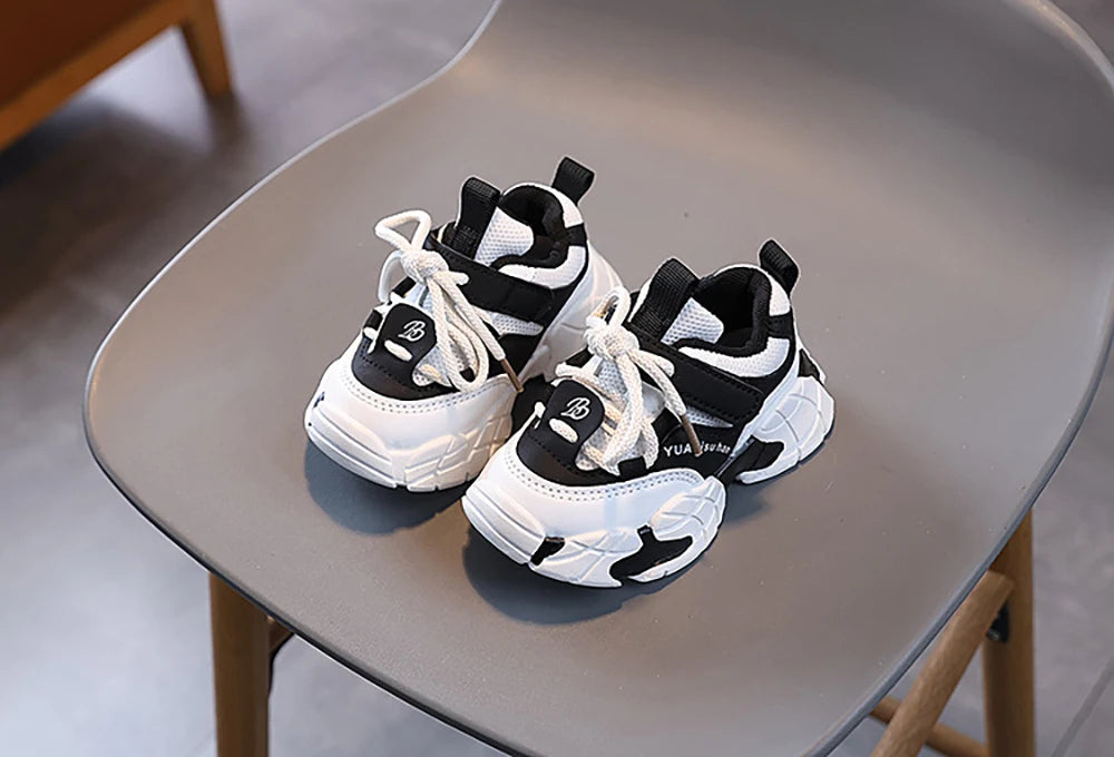 Spring Sport Shoes For Children PU Leather Waterproof Kid's Sneakers Ergonomics Soft-soled Boy's Girl's Running Shoes