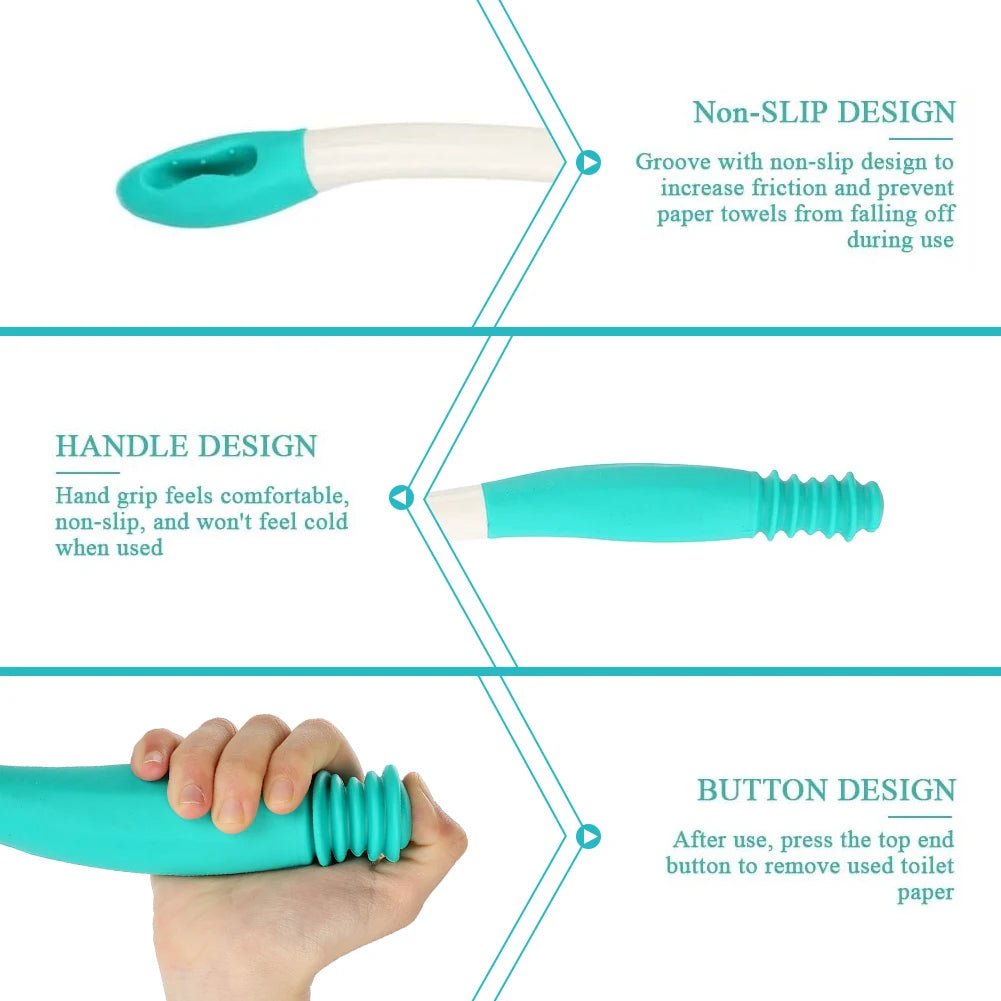 Long Handle Reach Comfort Bottom Self Wiper Holder Toilet Paper Tissue Grip Self Wipe Aid Helper Bottom Wiper Long Handle Wiper